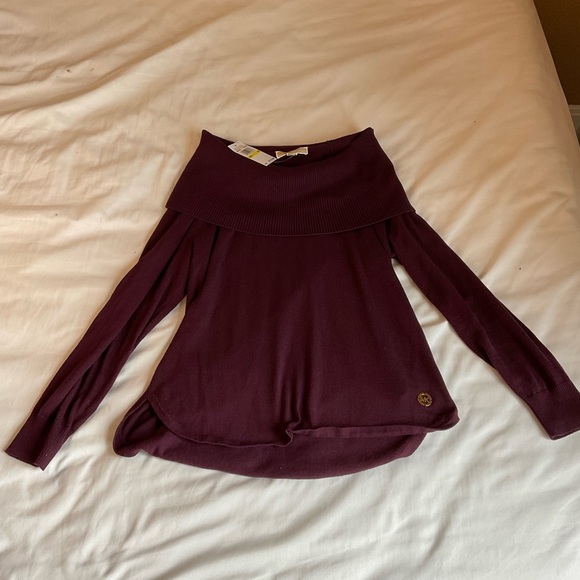 Michael by Michael Kors Purple Off the Shoulder Top NWT Size M - Picture 1 of 4